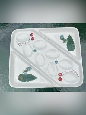 RARE Vintage Cardinal China Revolving Egg Tray Butterfly & Berry READ AS-IS